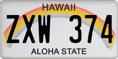 HI license plate ZXW374