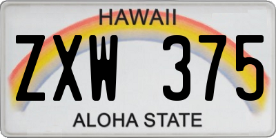HI license plate ZXW375