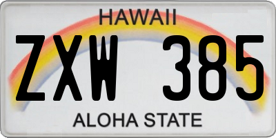 HI license plate ZXW385