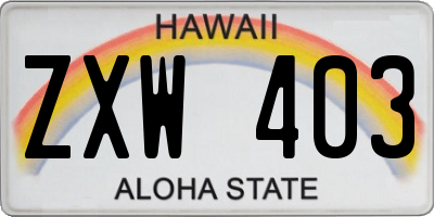 HI license plate ZXW403
