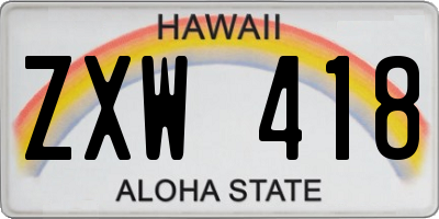 HI license plate ZXW418