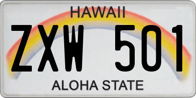 HI license plate ZXW501