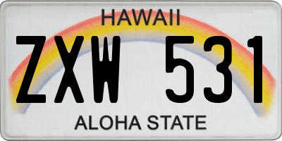HI license plate ZXW531