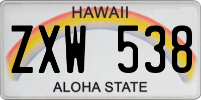 HI license plate ZXW538