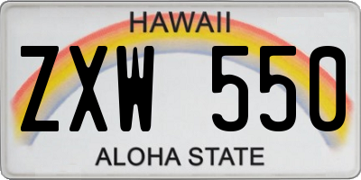 HI license plate ZXW550