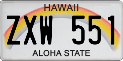 HI license plate ZXW551