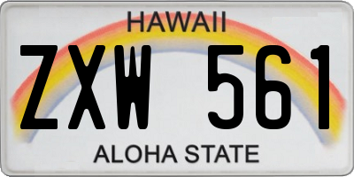 HI license plate ZXW561