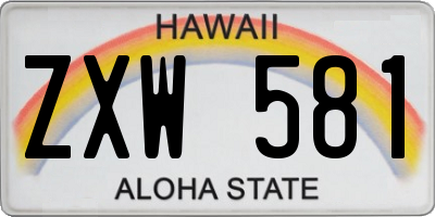 HI license plate ZXW581