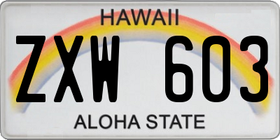 HI license plate ZXW603