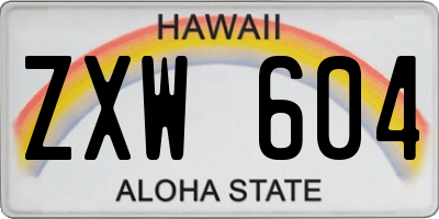 HI license plate ZXW604