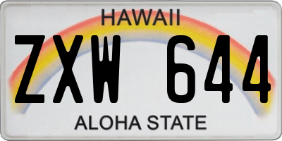 HI license plate ZXW644