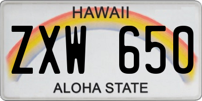 HI license plate ZXW650