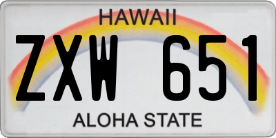 HI license plate ZXW651