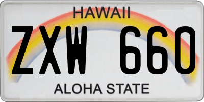 HI license plate ZXW660