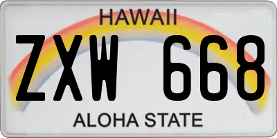 HI license plate ZXW668