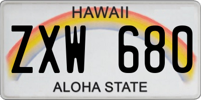 HI license plate ZXW680