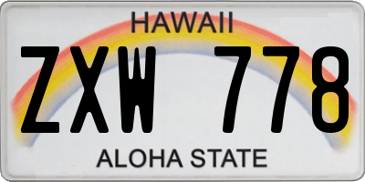 HI license plate ZXW778