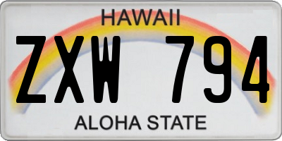 HI license plate ZXW794