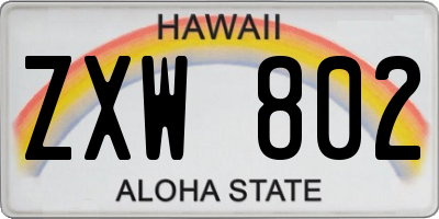 HI license plate ZXW802