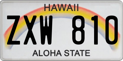 HI license plate ZXW810
