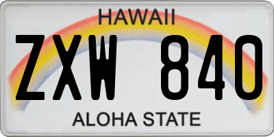 HI license plate ZXW840