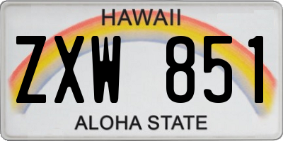 HI license plate ZXW851