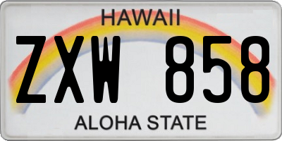 HI license plate ZXW858