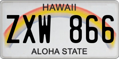 HI license plate ZXW866