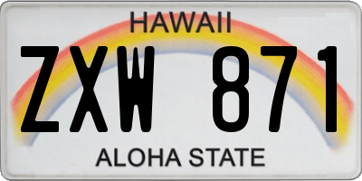 HI license plate ZXW871