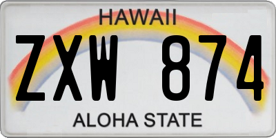 HI license plate ZXW874