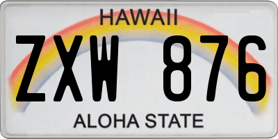 HI license plate ZXW876