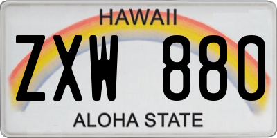 HI license plate ZXW880