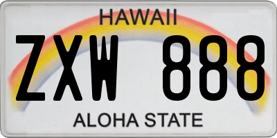 HI license plate ZXW888
