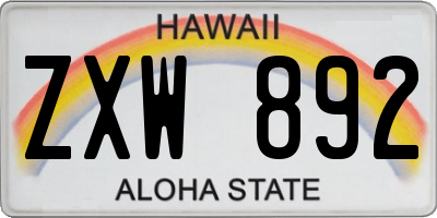 HI license plate ZXW892