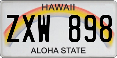 HI license plate ZXW898