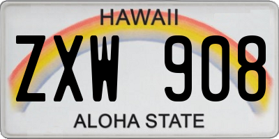 HI license plate ZXW908