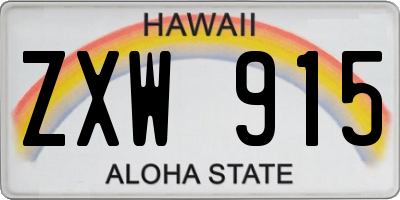 HI license plate ZXW915