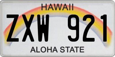HI license plate ZXW921