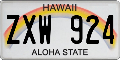 HI license plate ZXW924