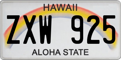HI license plate ZXW925