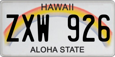 HI license plate ZXW926