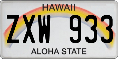 HI license plate ZXW933