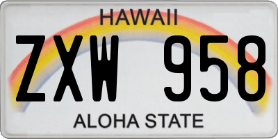 HI license plate ZXW958