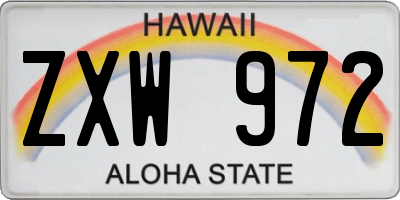 HI license plate ZXW972