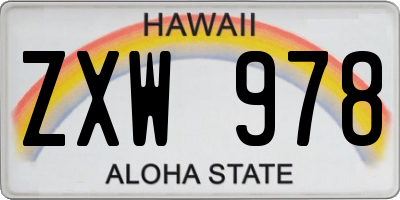 HI license plate ZXW978