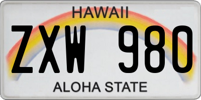 HI license plate ZXW980