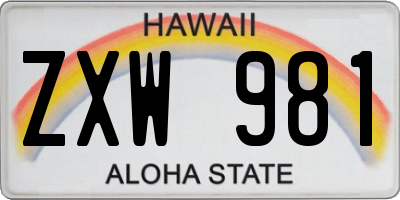 HI license plate ZXW981
