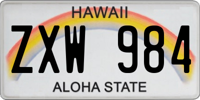 HI license plate ZXW984