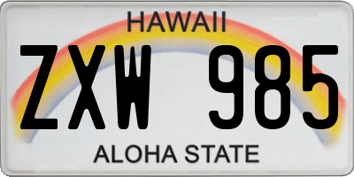 HI license plate ZXW985