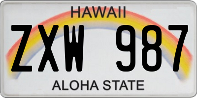 HI license plate ZXW987